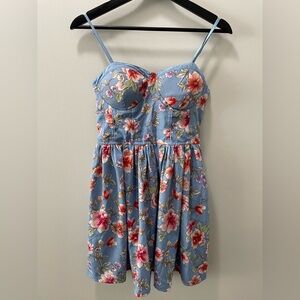 Floral Blue Spaghetti Strap Dress